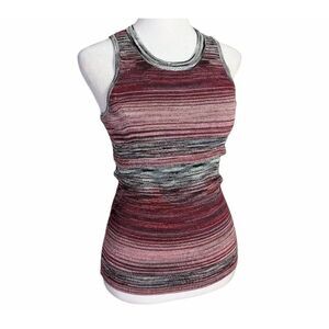 WHBM Space dye Red White & Black sweater knit sleeveless sweater tank womens S